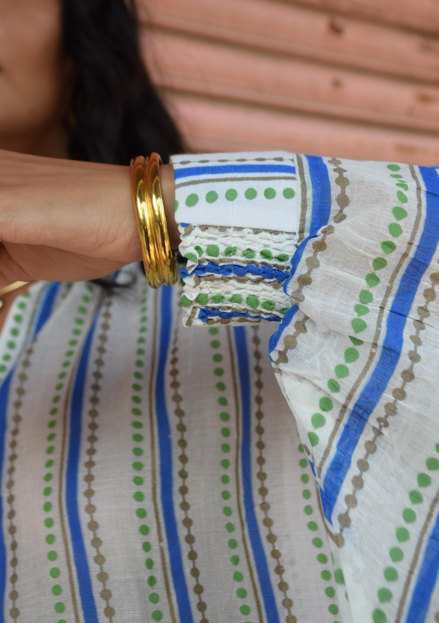 Mint Green Printed Oversized Cotton Kaftan Dress