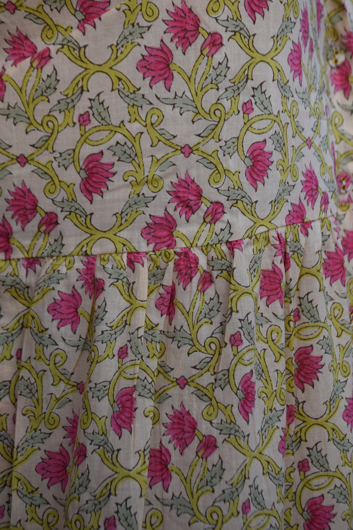 Beige & Pink Floral Print Dress